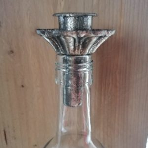 Kaarsenhouder-fles-zilver-bloem-stomp