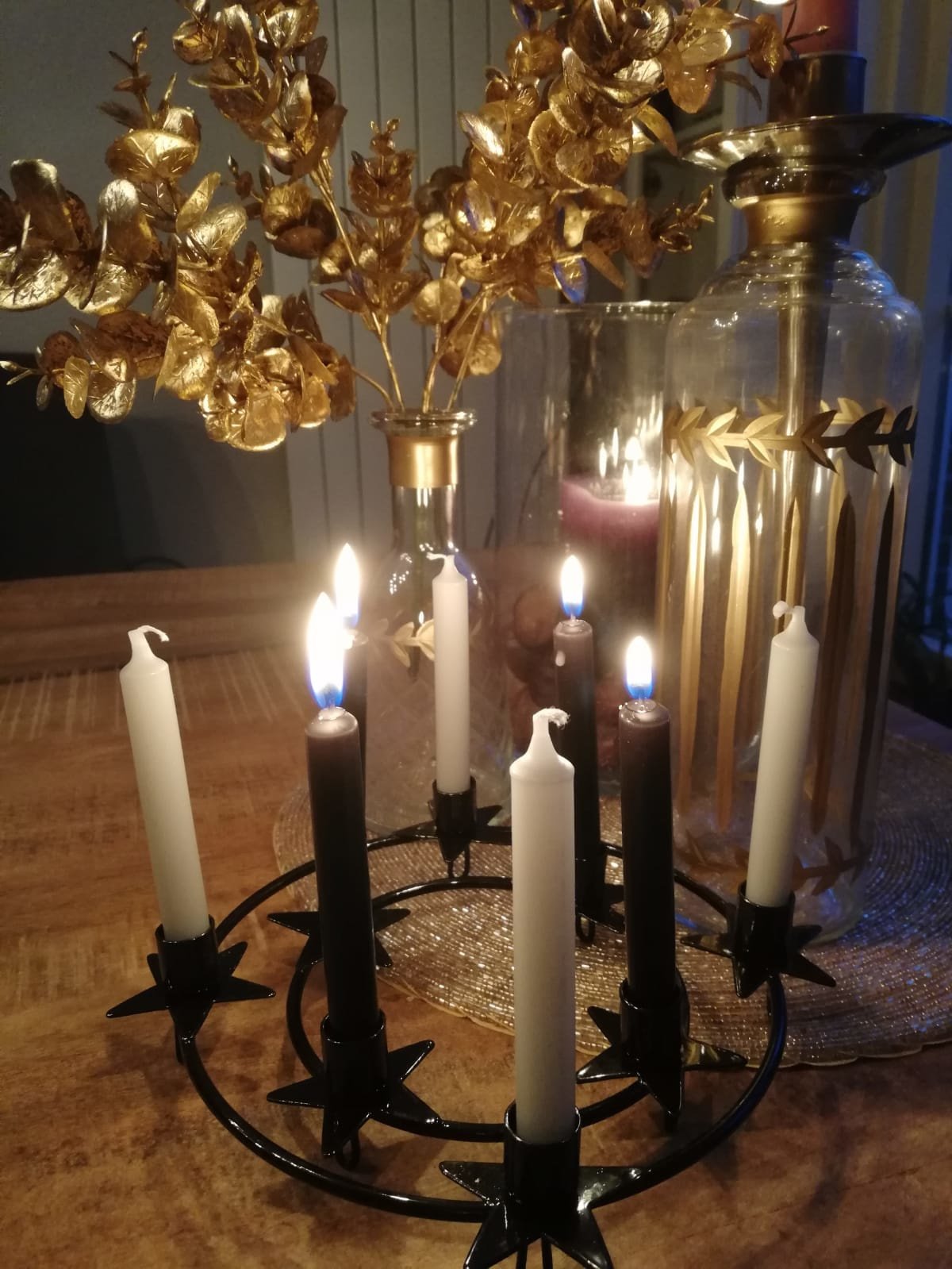 Kaarsenring zwart 21 cm