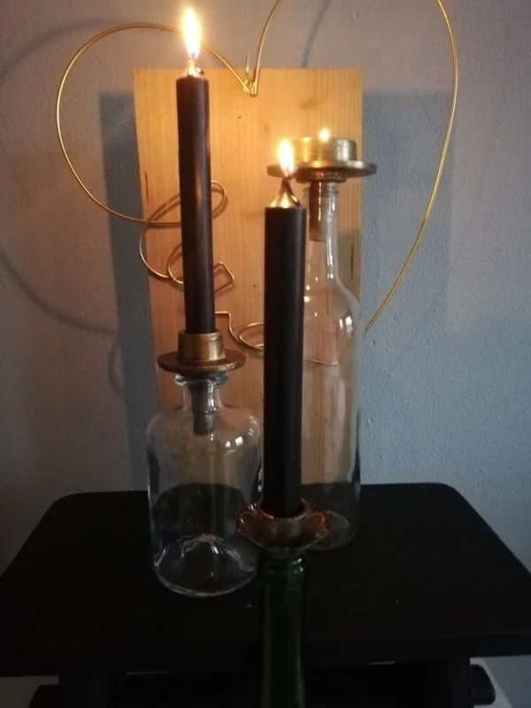 Waxinelichthouder fles goud