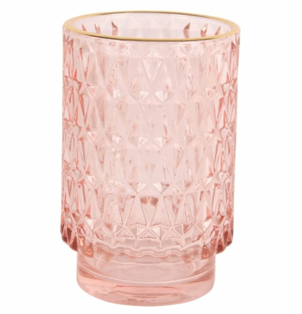 Theelicht glas roze L