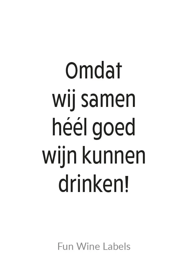 Wijnetiket “Samen wijn drinken” met ansichtkaart