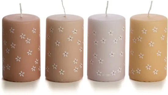 Rustik Lys stompkaars Flowers Summer oudroze