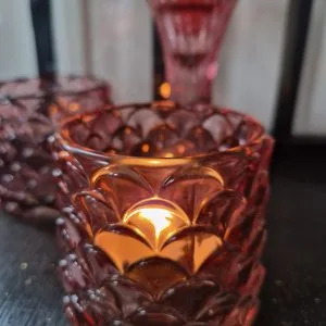 Roze glazen waxinelicht 7 cm